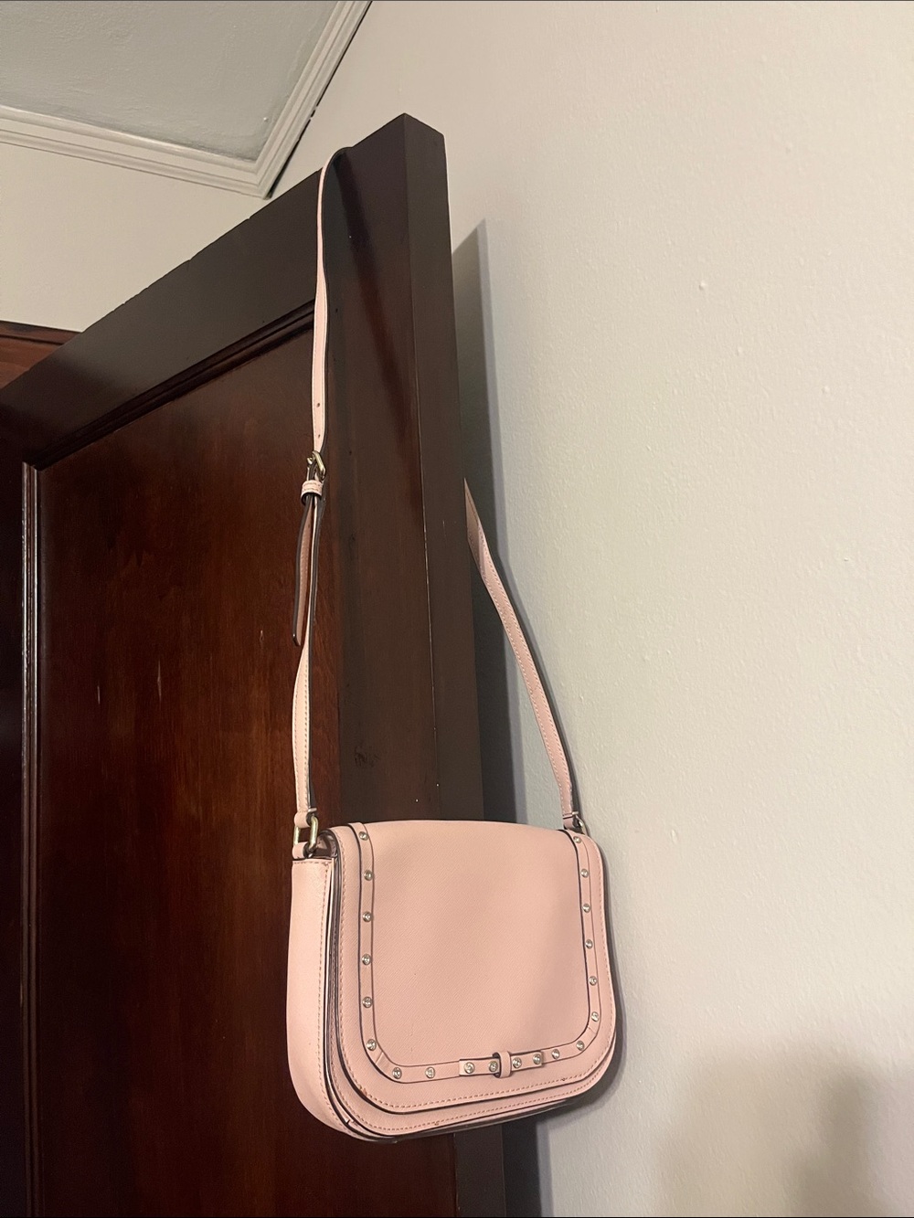 Women's Pink Stud-Trim Crossbody Bag